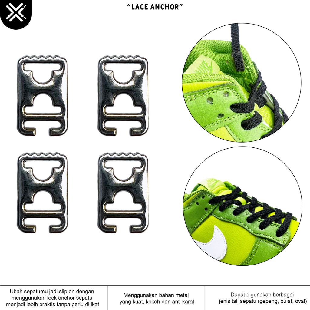Lace Lock Shoelace Lock Without Tie Metal Lock Anchor | Shopee Philippines