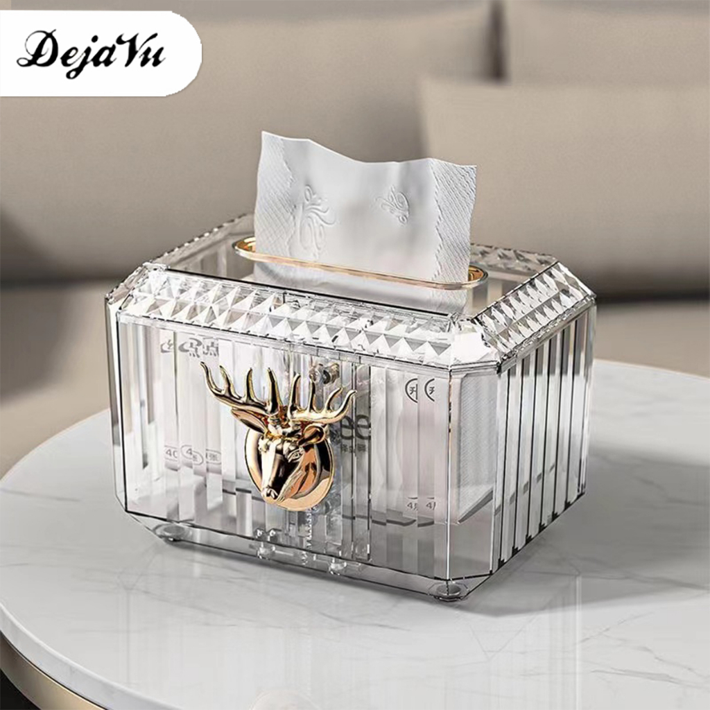 Dejavu Deer Antler Tissue Box Transparent Luxury Tissue Box Aesthetic