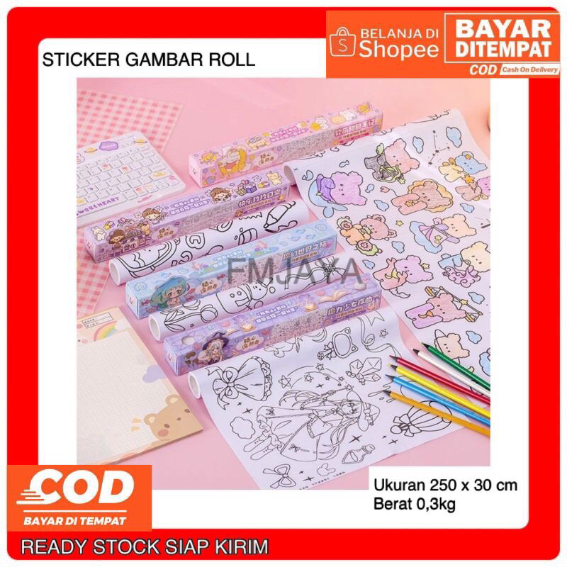 Roll Image STICKER || Sticker ROLL Coloring Paper Can Be Attached ...