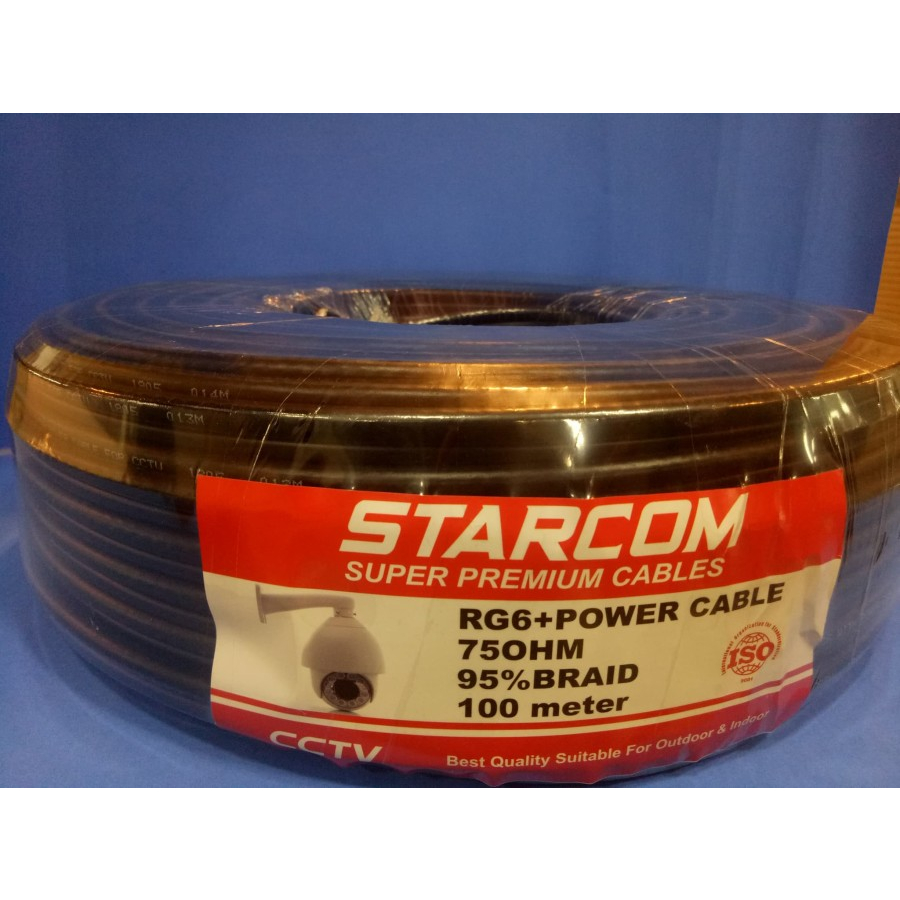 Starcom RG6 Plus Power CCTV Cable 100m black | Shopee Philippines