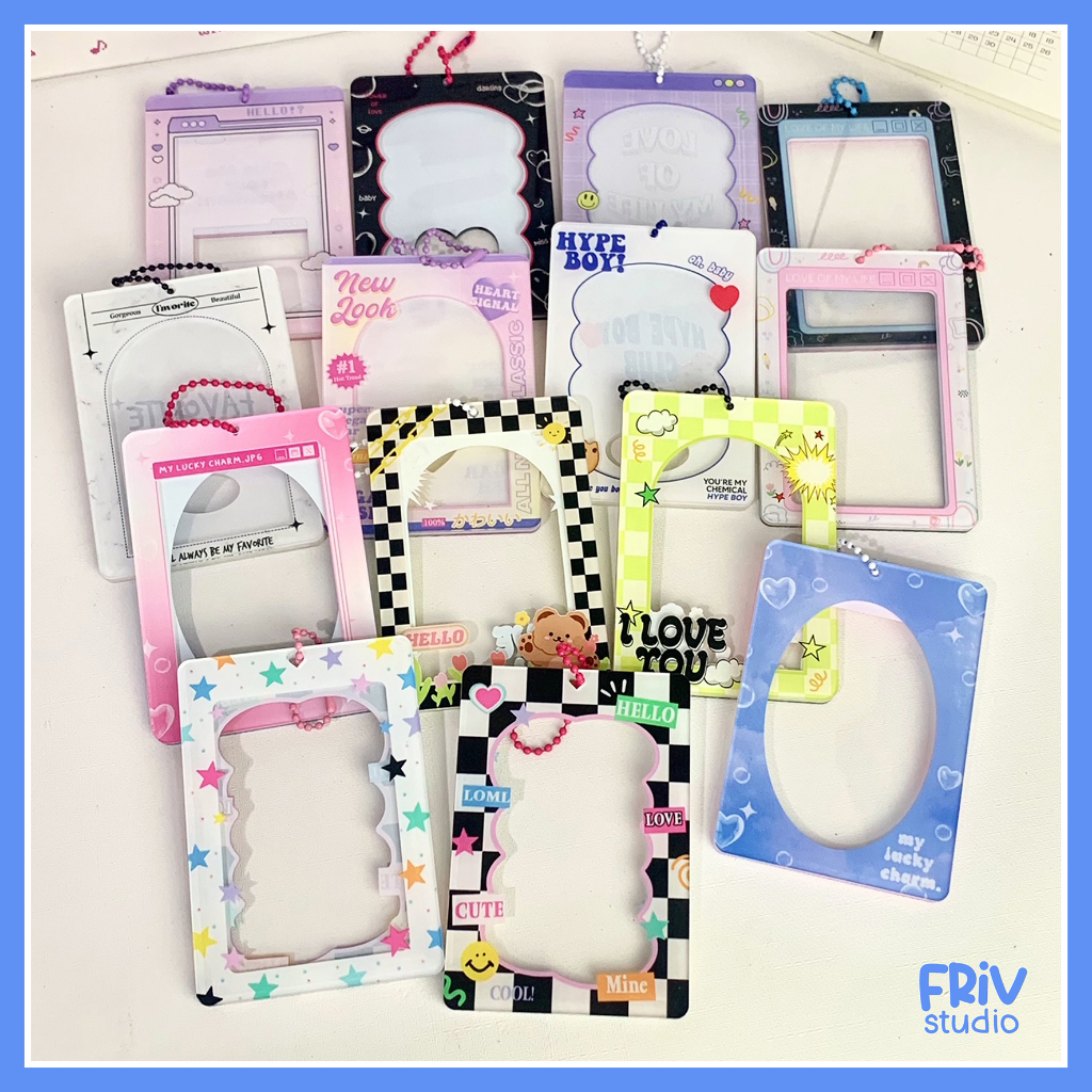 Photocard Holder, Acrylic Photocard Sleeves with Keychain Clip, Cute Transparent Student ID Badge Holder for Girls, Teens, Kids, Adults, and K-Pop Fans, Card Protector for School or Everyday U