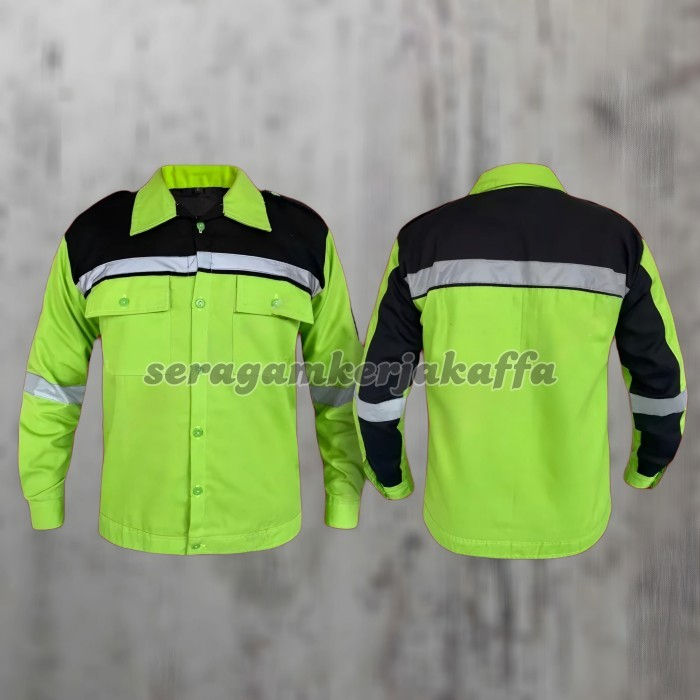 STABILO HIJAU KEMEJA Premium safety Uniform Combination Long Sleeve