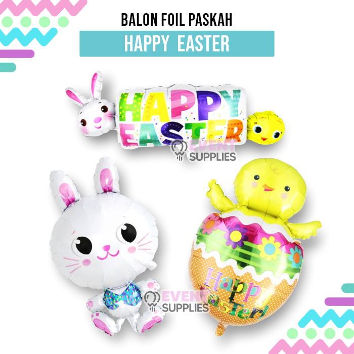 Jumbo Foil Balloons Easter Theme/Easter Bunny Egg Happy Easter ...