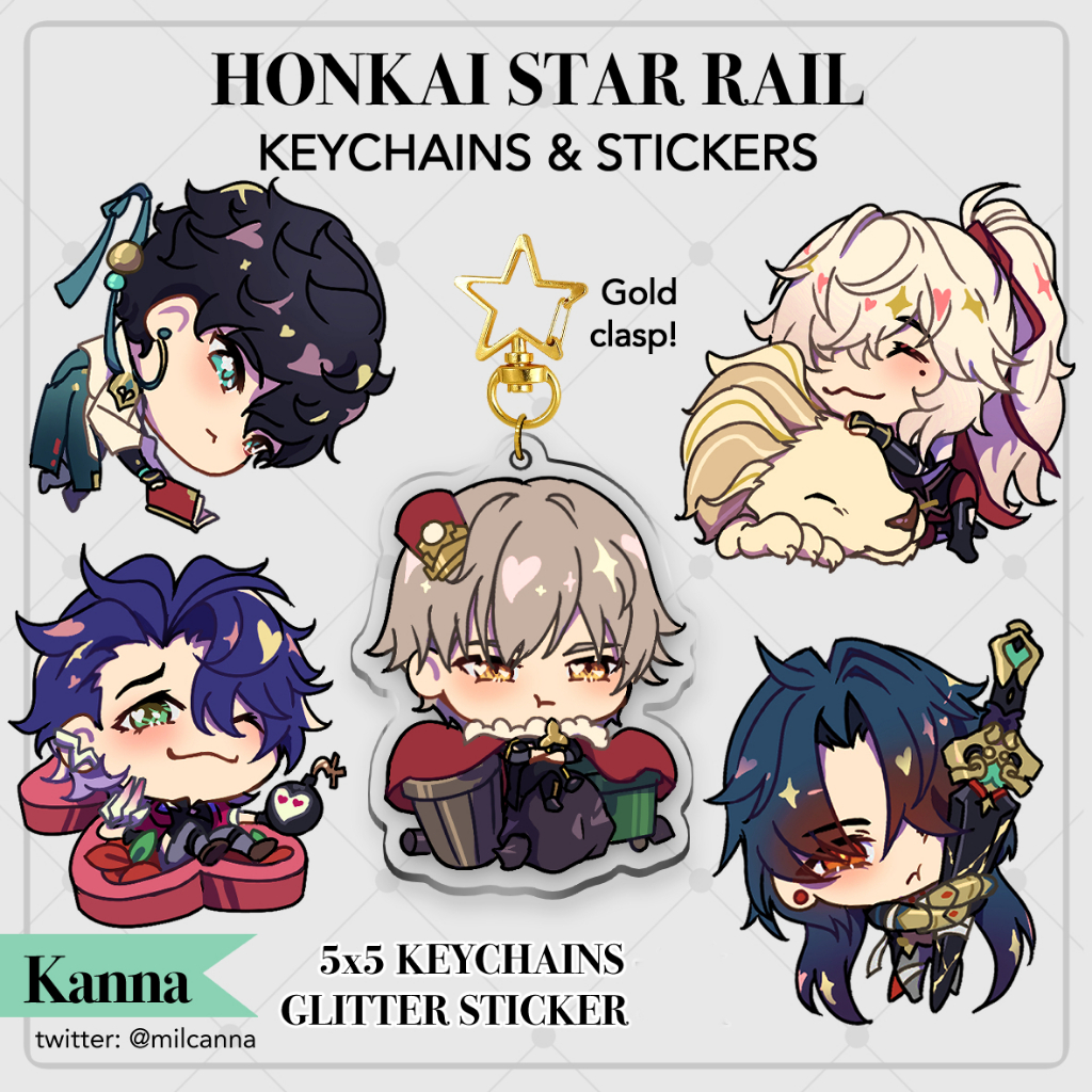 SAMPO Honkai Star Rail keychain Stickers Caelus Blade Jing Yuan And
