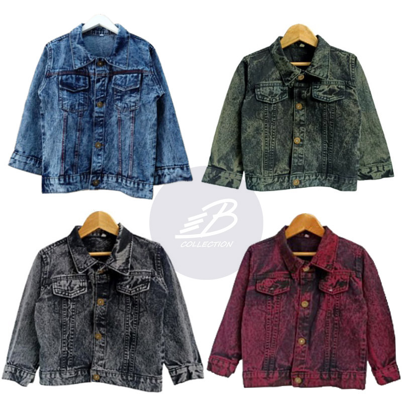 Children's Jeans Jacket With Abstract Motifs Acid Snow Sand Wash