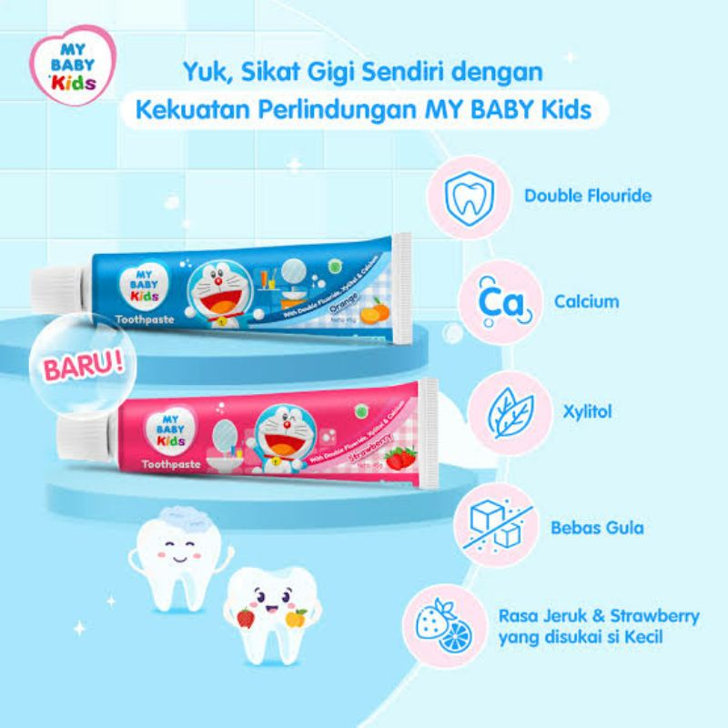 My Baby Toothpaste Toothpaste Doraemon Orange Strawberry 45Gr | Shopee ...