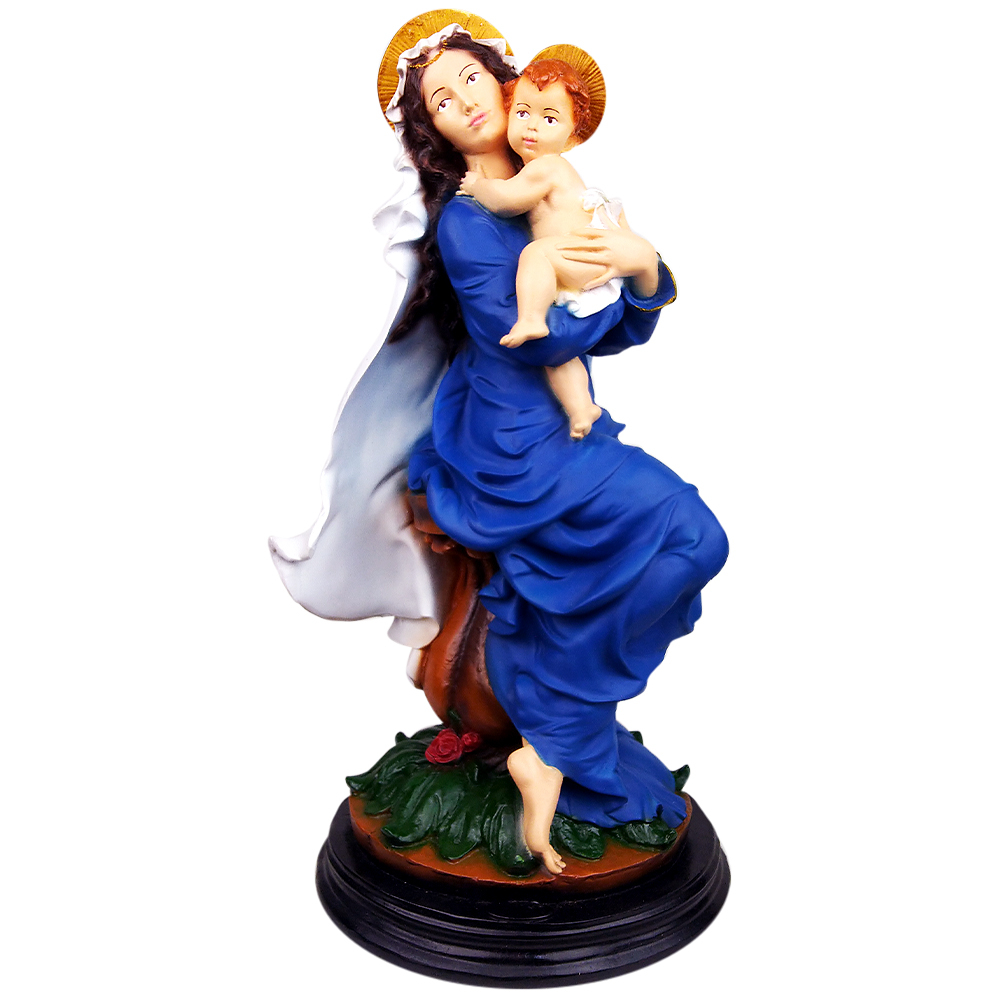The Statue Of Mary Mother Carrying A Big Baby Jesus Size 35 Fiberglass