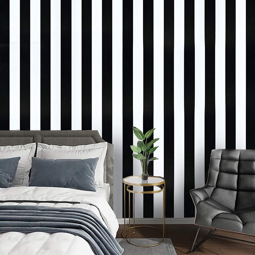 PUTIH HITAM Black And White Channel Wall WALLPAPER 8++M X 5cm | Shopee ...