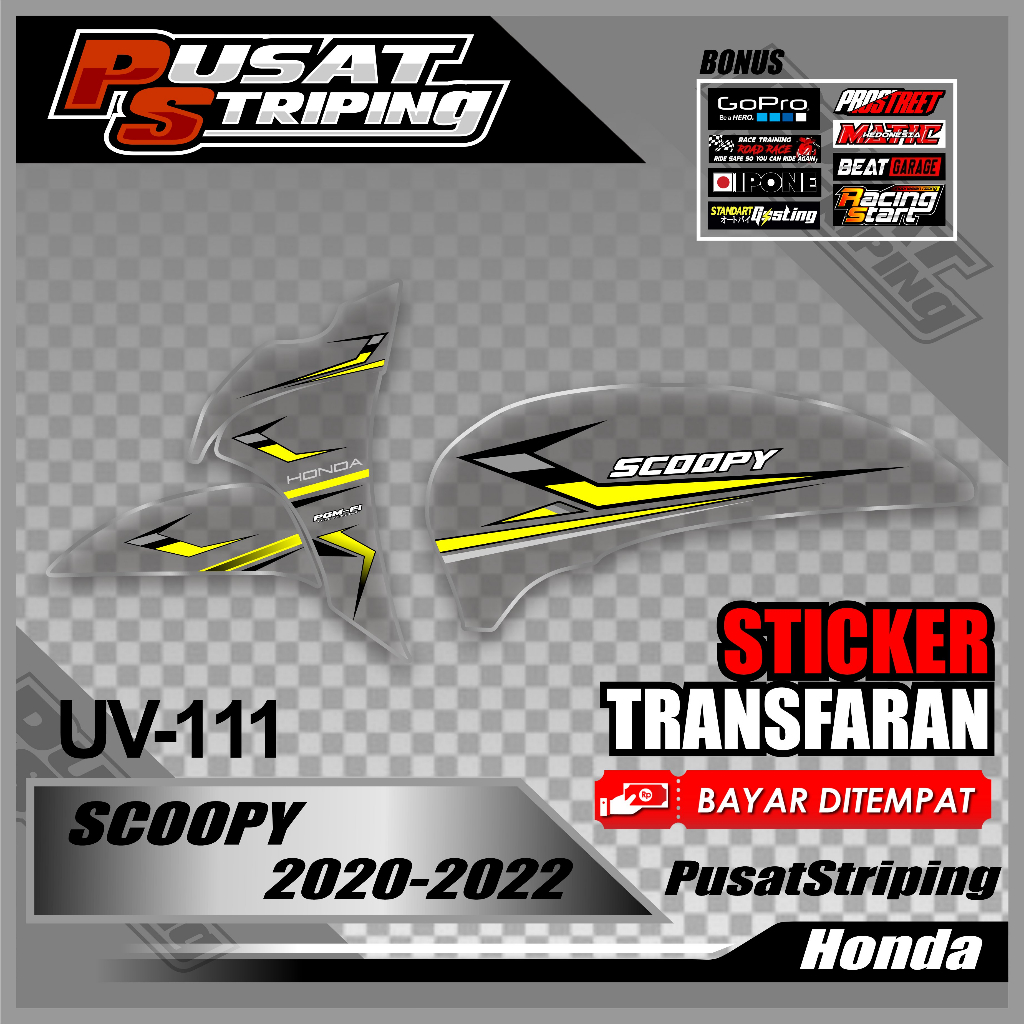 Transparent Stickers - New 2020, 2021, 2022 Scoopy FI Motorcycle ...