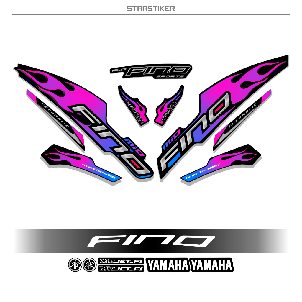 Yamaha MIO FINO STRIPING (5) / 2014 FLAME FIRE TRIBAL STICKERS STRIPING ...