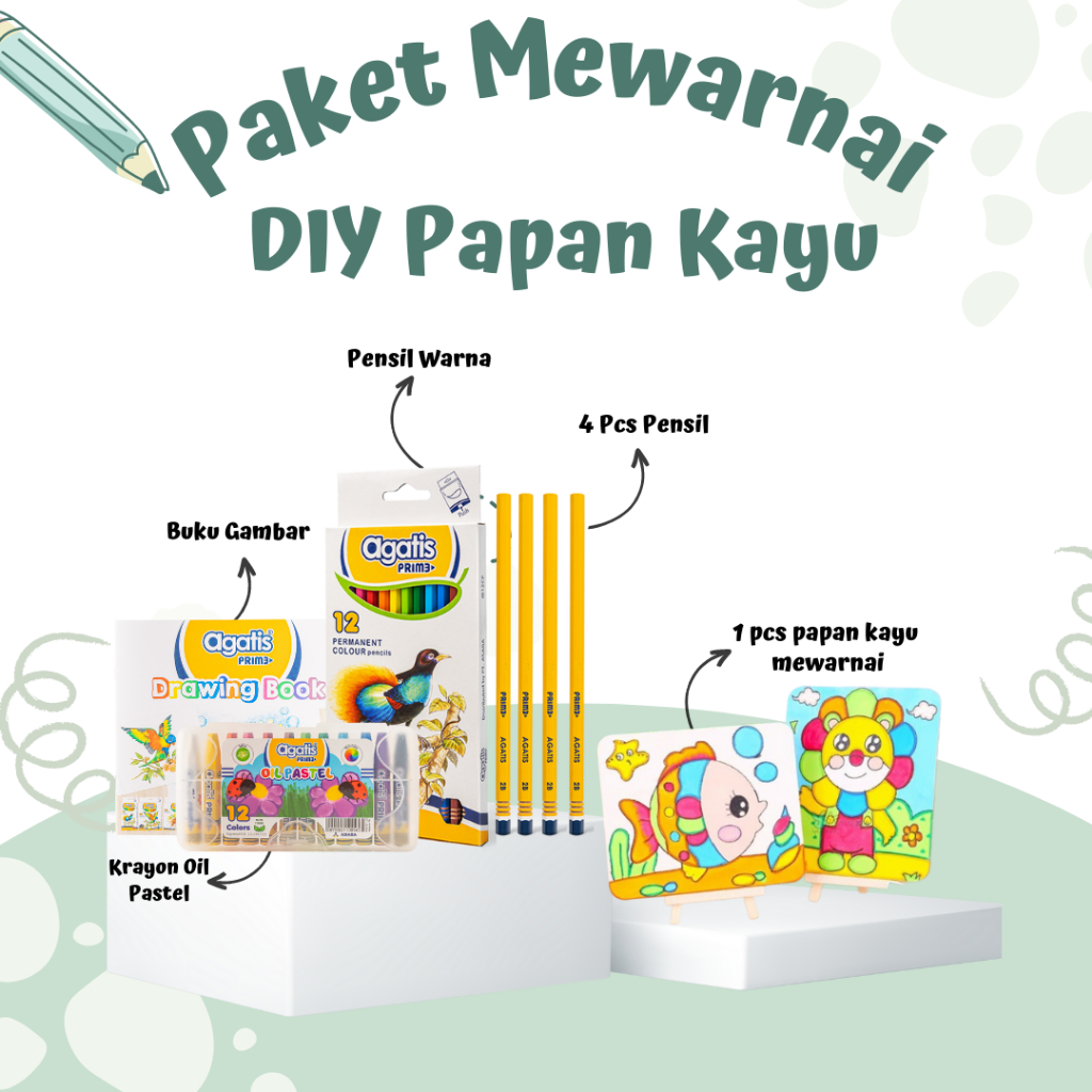 Agatis - PAUD Children's Coloring Package DIY Crayon Wooden Board Gift ...