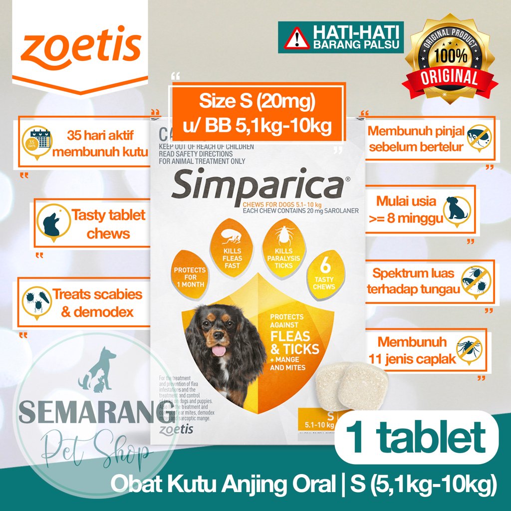 Simparica Flea Medicine/Demodex/Oral Dog Scabies 5.1kg10kg (S) 20mg