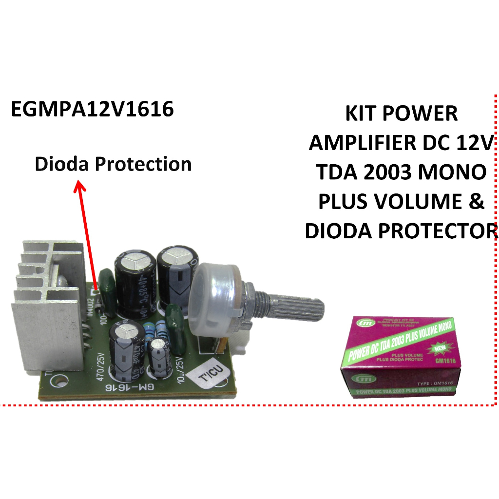 18watt DC 12V TDA 2003 Mono plus Potentio Aplus power amplifier Kit ...