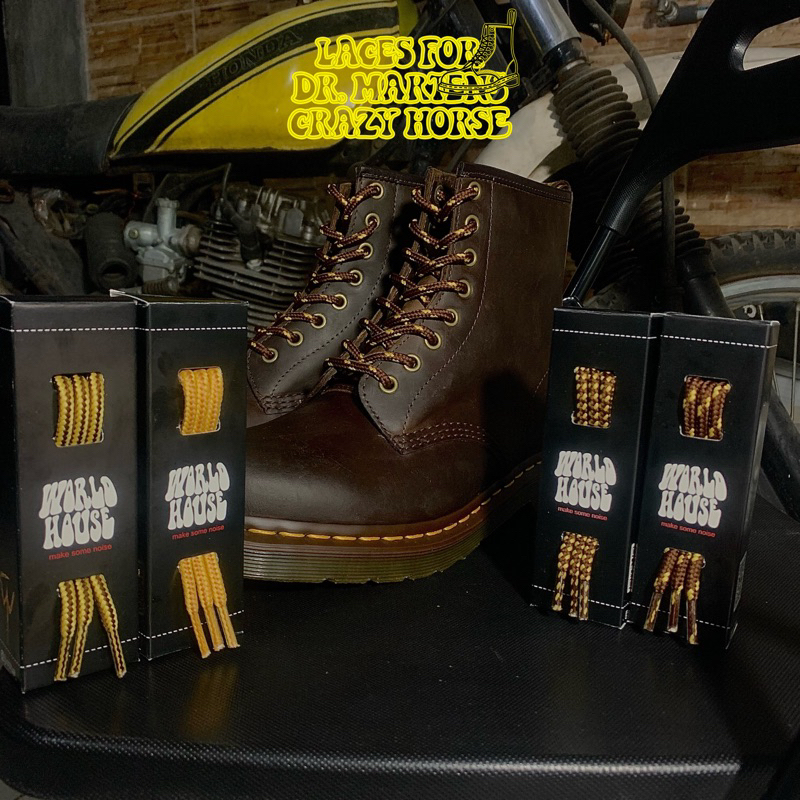 Laces for dr martens 1460 crazy horse by worldhouse shoelaces for boots  redwings dark brown 140cm eye hole