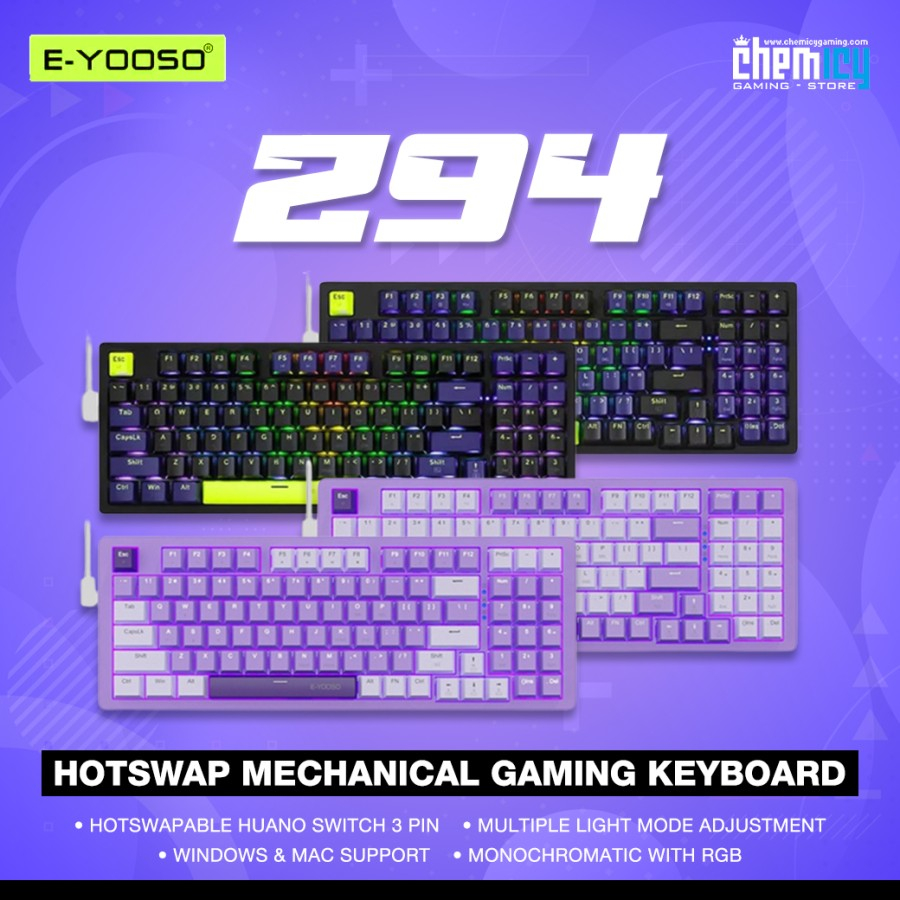 E-YOSO Z94 / Z-94 98% Monochrome Hotswap Mechanical Gaming Keyboard ...