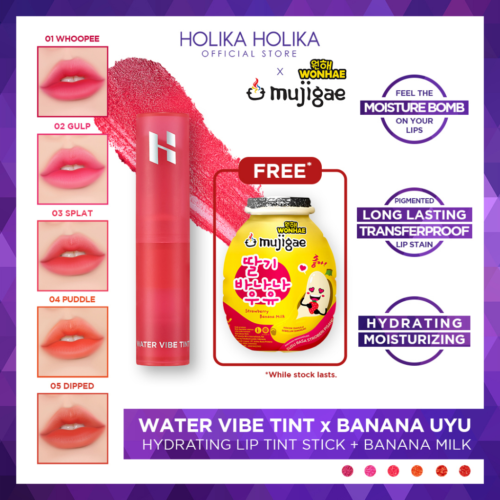 Holika Holika Water Vibe Tint Hydrating Lip Tint Stick (FREE Mujigae
