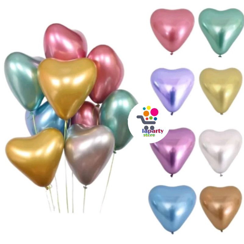 Chrome Love Metallic Latex Balloons/12inch Love Shape Chrome Latex ...