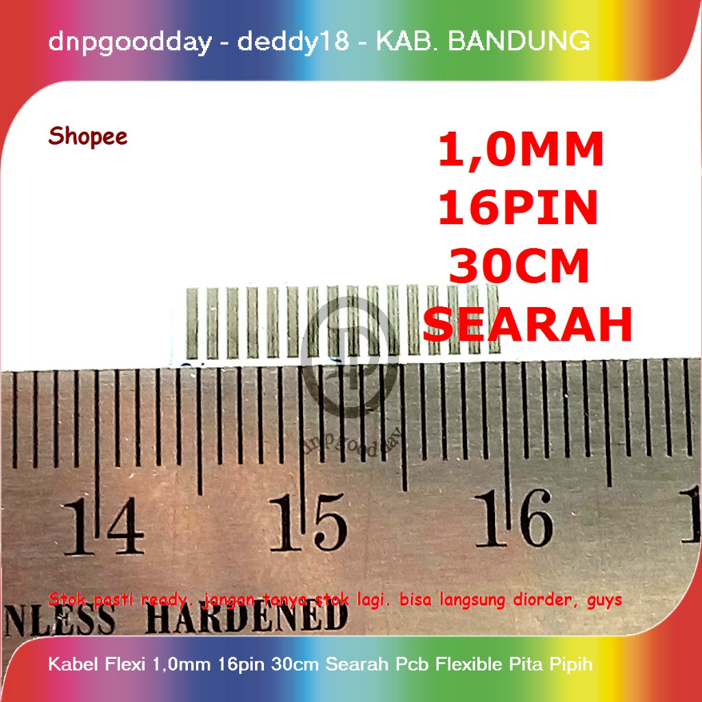 Flexi Cable 1,0mm 16pin 30cm Unidirectional Pcb Flexible Flat Ribbon ...