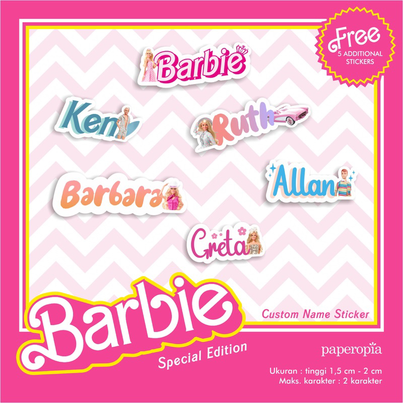 Barbie series SPECIAL EDITION Name sticker by paperopia, waterproof ...