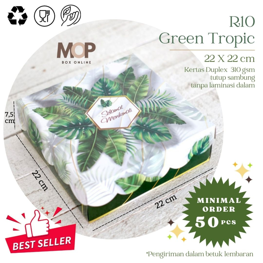 Rice Box 22x22 R10 Green Tropic Aesthetic Catering Rice Box | Shopee ...
