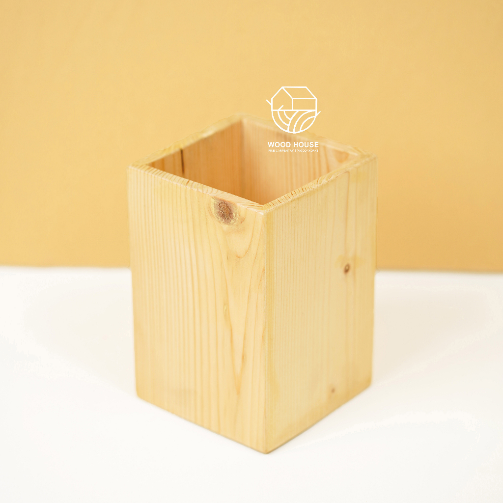 KAYU Wood House Cutlery Storage Box/ Pen Pencil/ Aesthetic Stationery Rectangular Wood