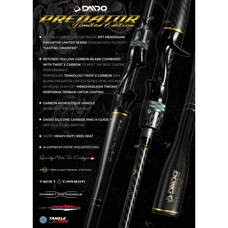 Daido PREDATOR Limited Edition LE 662/198cm spinning rod | Shopee ...