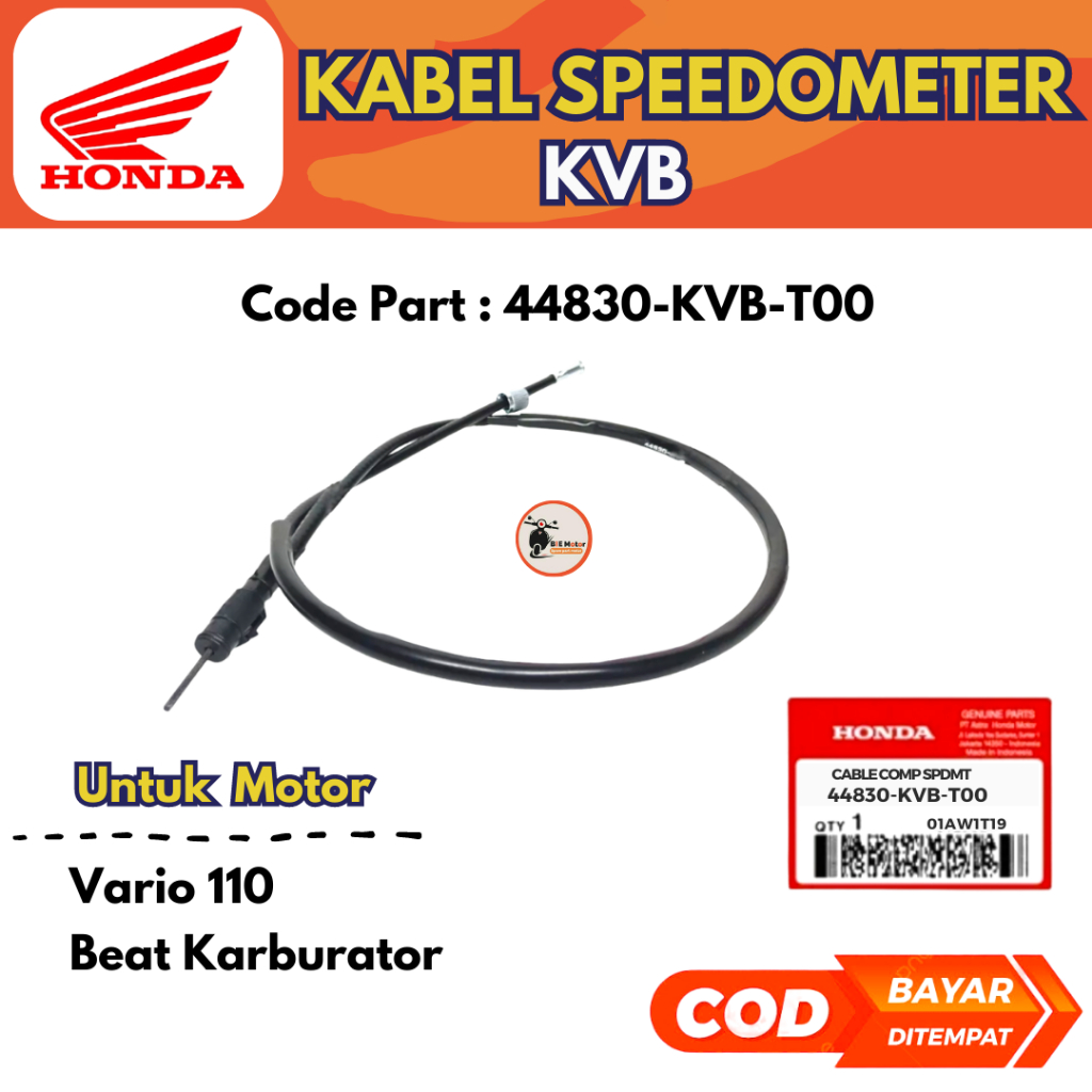 Vario 110 Speedometer Cable, beat carburetor Code 44830-KVB-T00 ...
