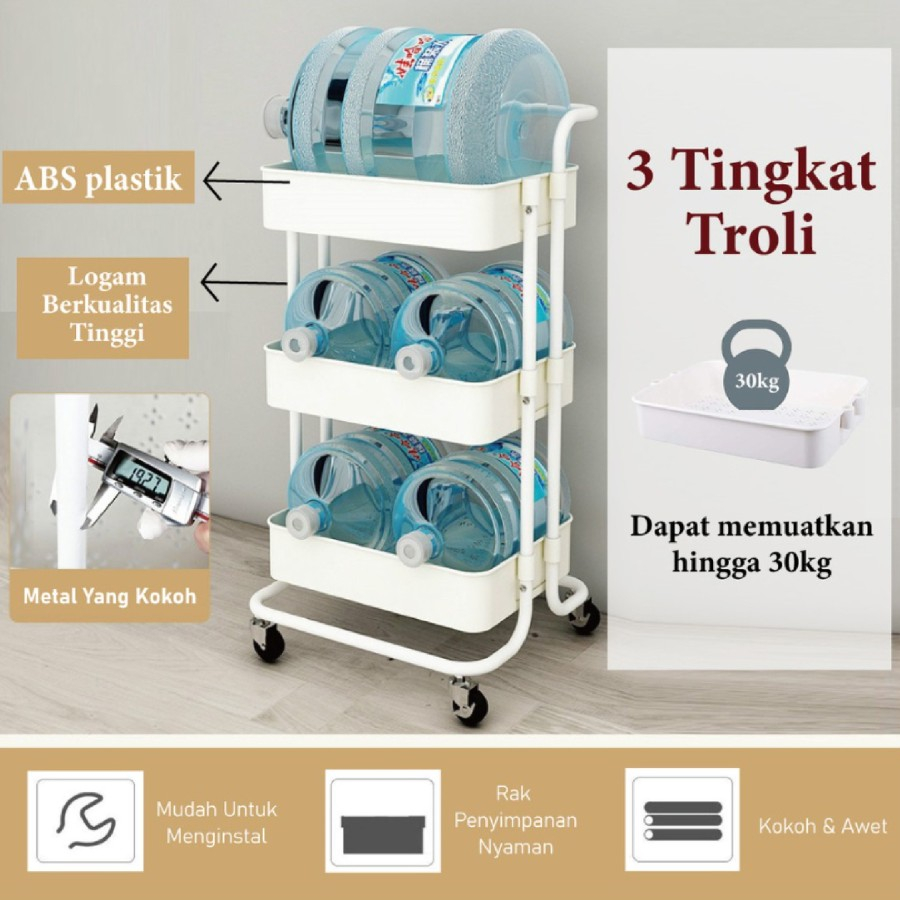 Multipurpose Rack Trolley Rack 2-tier And 3-tier Trolley Rack | Shopee ...
