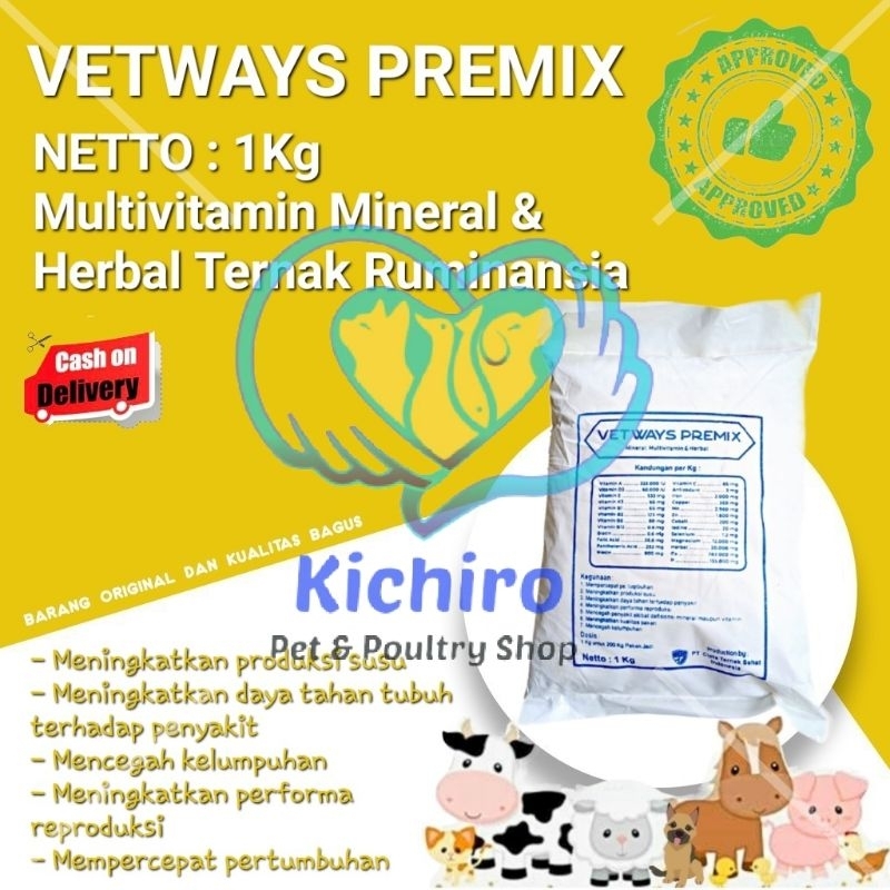 Vetways Premix Contents 1kg Vet Ways Multivitamin Mineral & Herbal