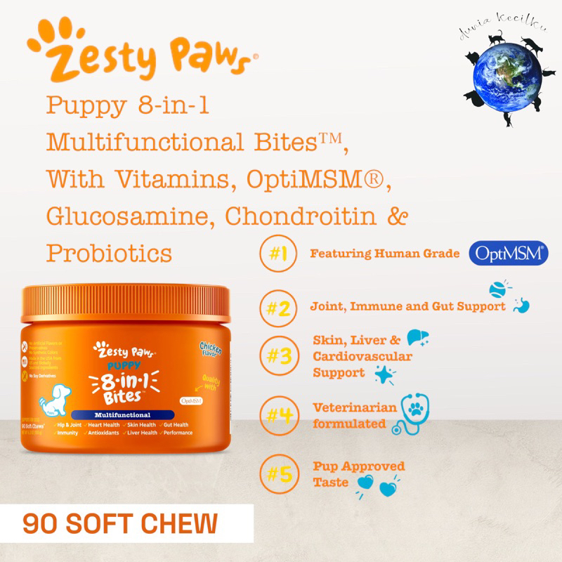 Zesty Paws Puppy 8 in 1 Multifunctional Bites - Complete Daily Vitamin ...