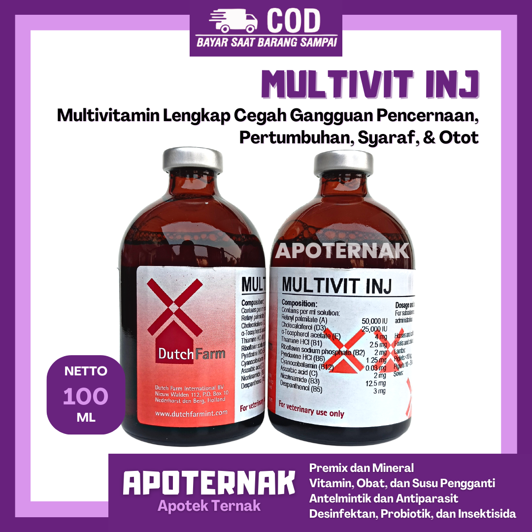 Multivit INJ 100ml Complete Multivitamin Injection For Cattle, Goats