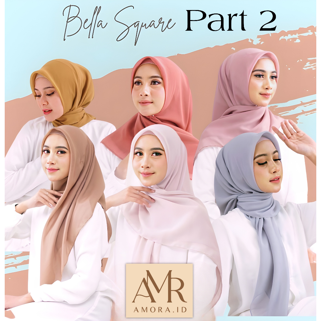 Bella SQUARE Hijab Rectangular Model Plain Veil Color Hijab PART 2 By ...