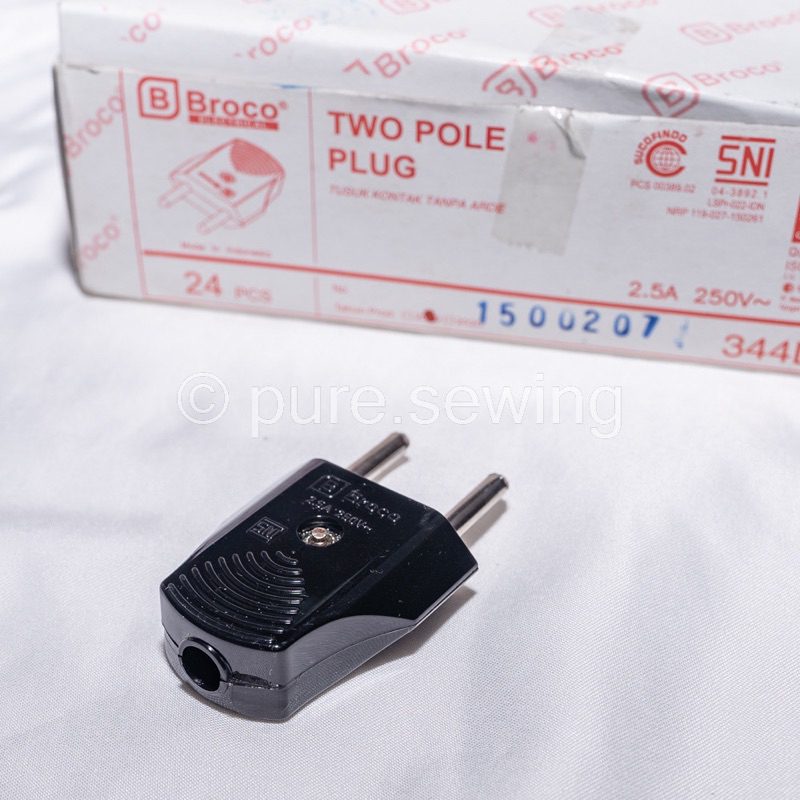 HITAM Broco flat plug - two pole plug 2.5A 250V Broco Black | Shopee ...