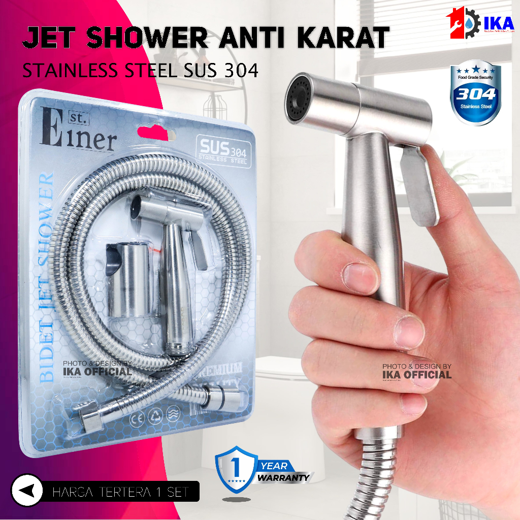 HITAM Shower Jet Set Full Stainless SUS 304 Washer Head Spray Toilet ...