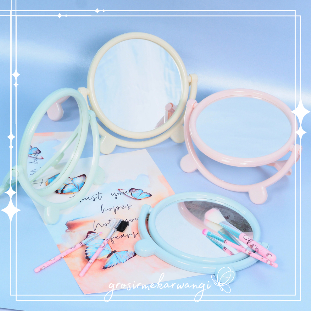 Round Mirror Glass Dressing Table Beauty Mirror Standing Mirror Make Up