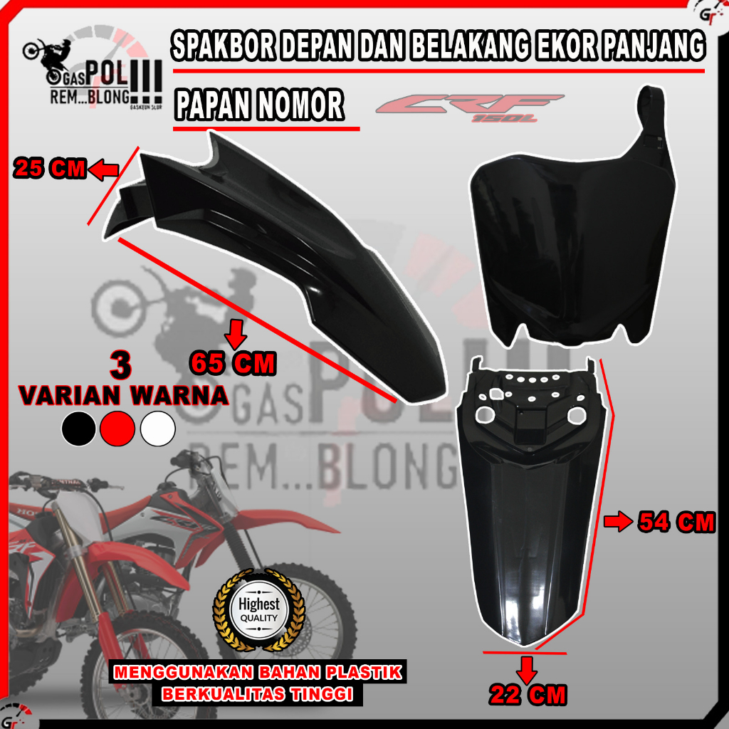 FRONT REAR FENDER SET NUMBER PLATE CRF 150 250 MOTORCYCLE CROSS TRAIL ...
