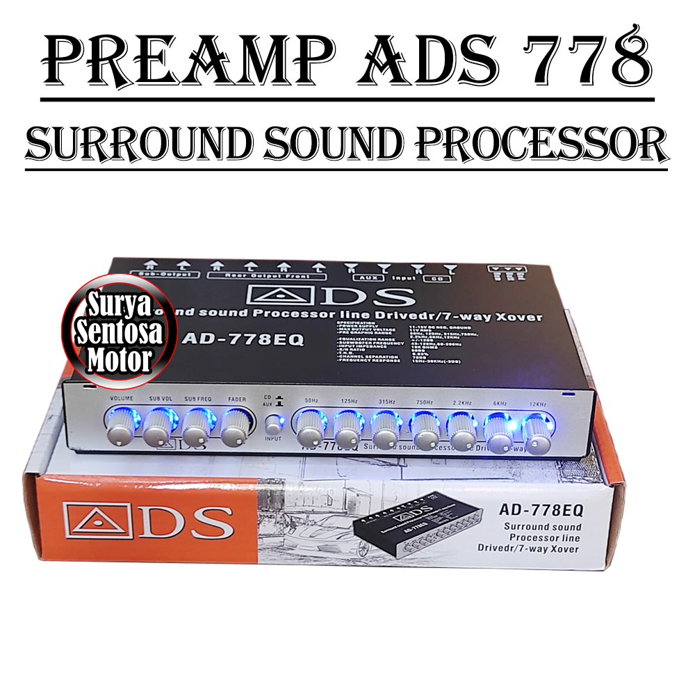 Preamp Parametric Equalizer Surround Sound Car Audio 7Way Xover