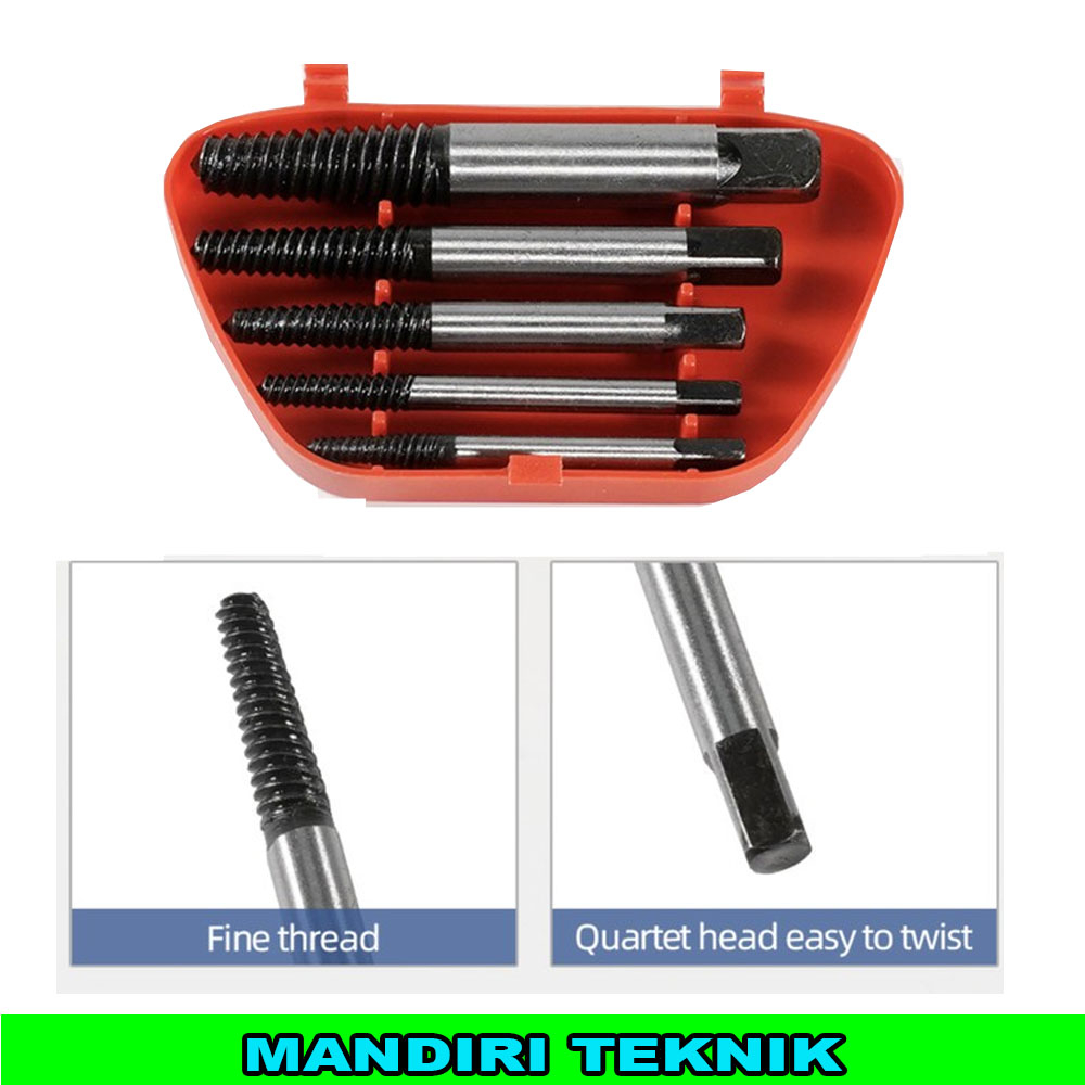 KODENKI Reverse Tap Set 5 Pcs Screw Extractor Open Broken Bolts ...