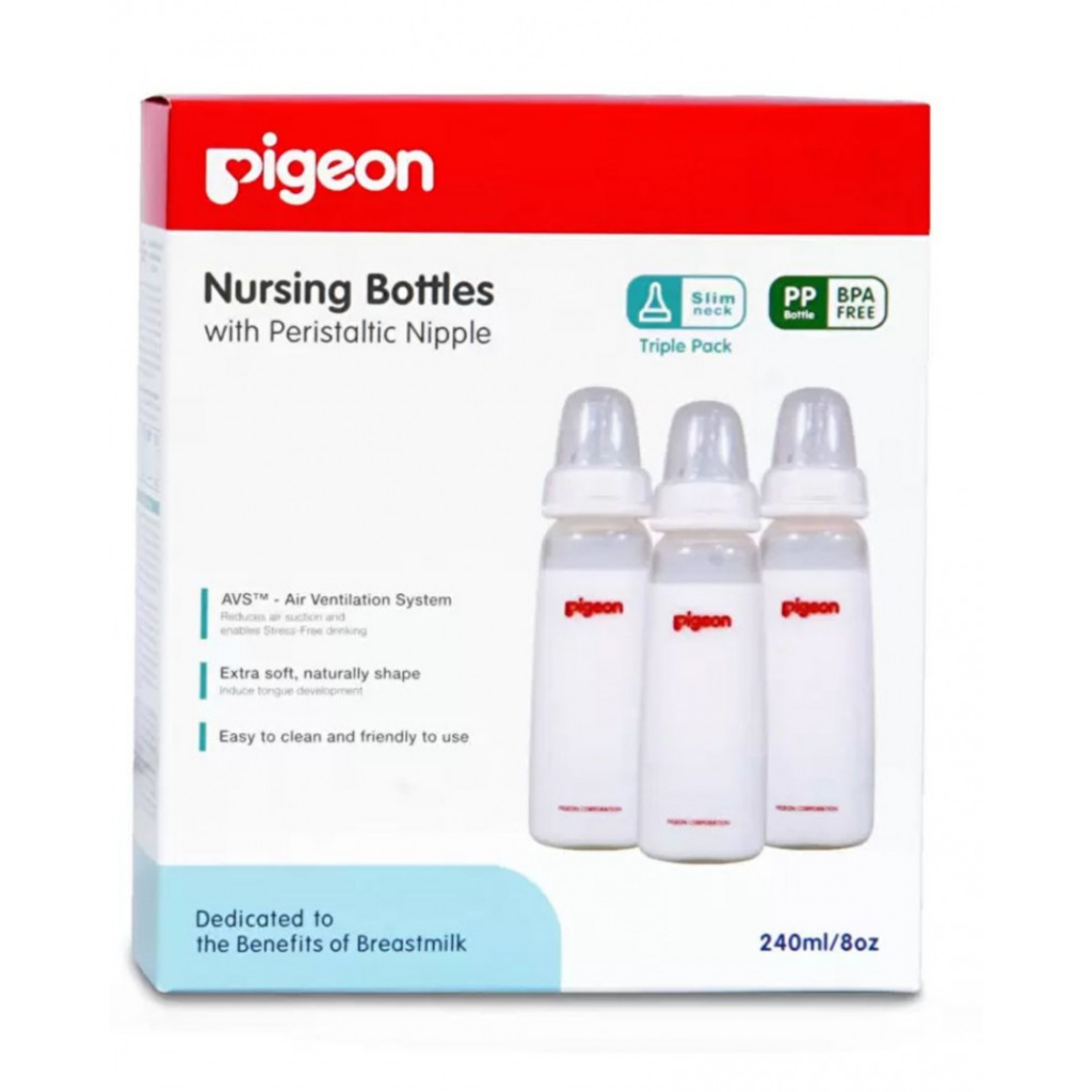 Pigeon Tripple Pack Nursing Bottles Silicone 240ml | Shopee Philippines