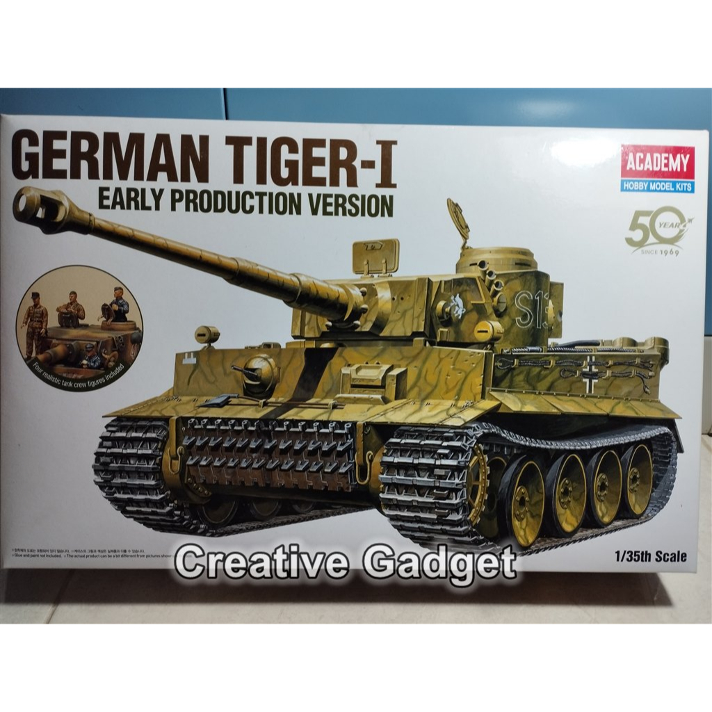 German Heavy Tank Tiger I - Model Kit Academy 1/35+4 Figure Crew ...