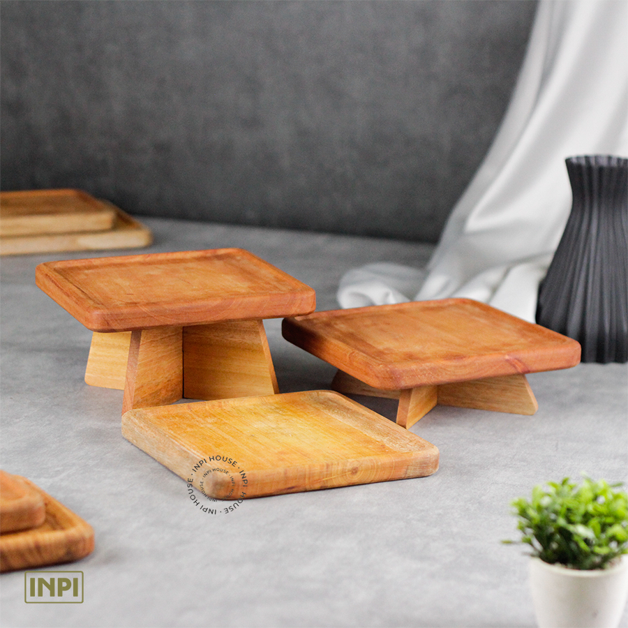 KAYU Inpi HOUSE - Wooden Standing Tray 3-tier Box (2Pcs Stand+3Pcs ...