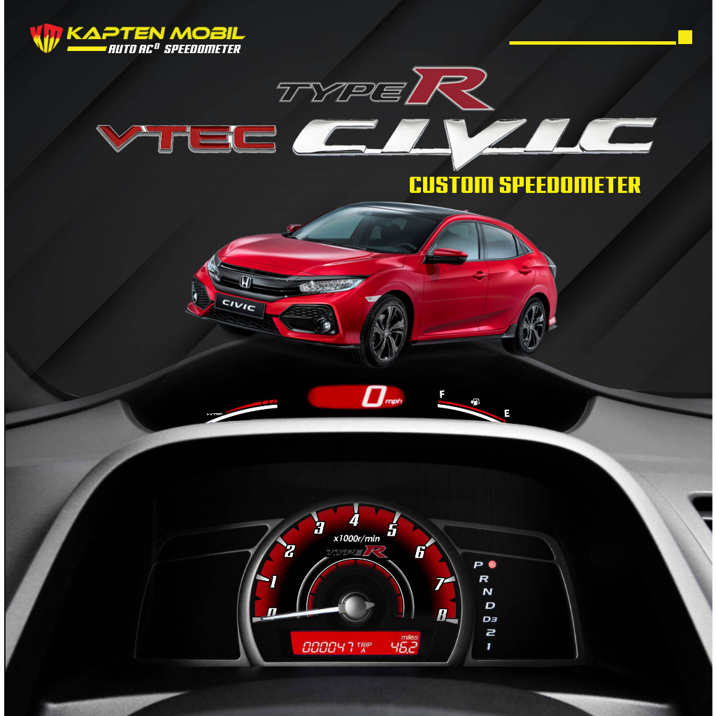 Custom Panel Speedometer Car Civic FD Speed Red V2 Shopee Philippines