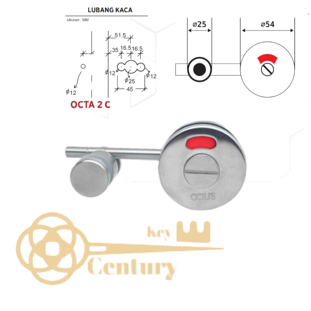 Ocius OCTA 2C Cubicle Toilet Indicator Latch Bathroom Door Toilet ...