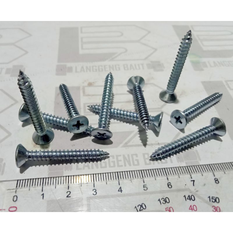10 Pcs Tapping Screw FAB 10 x 1 1/2 / Flat Head Tapping Screw JF 10x11 ...