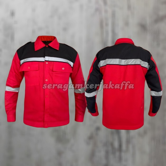MERAH KEMEJA Premium safety Uniform Combination Long Sleeve Red Work