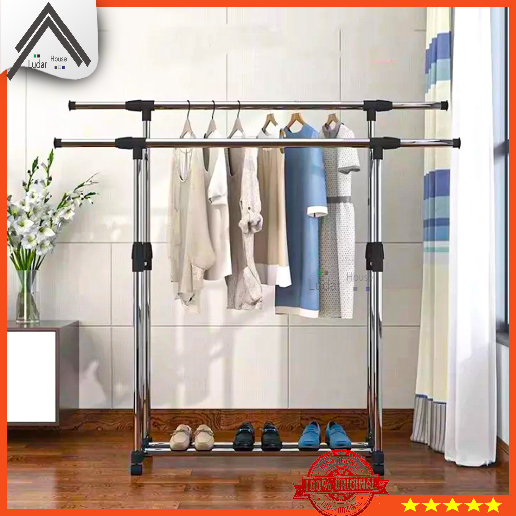 GANTUNGAN Single/double Sided Clothes Hanger Stand Goal Rack Clothes ...