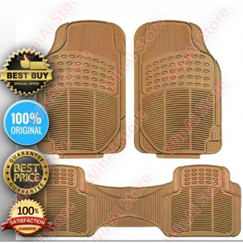 2row Front And Universal Car Rubber Carpet In Cream Color Shopee