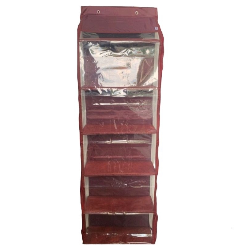 Jumbo plain hanging bag rack with 6 layers, full zipper, plywood base ...