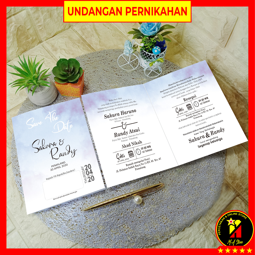 Simple Custom Aesthetic Wedding Invitation Made from BC Type 160 Gsm ...