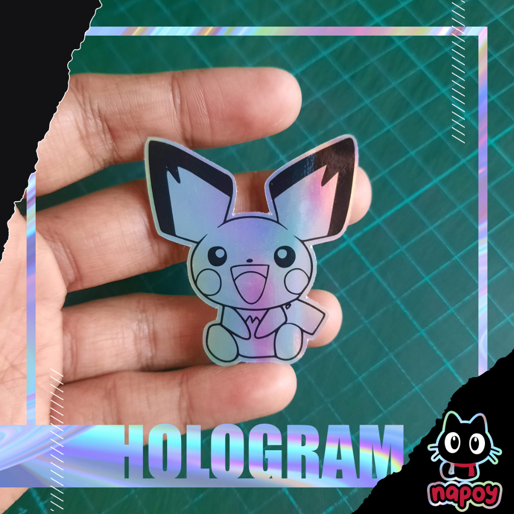 Pokemon Pichu V2 Line Art Game Anime Hologram Sticker | Shopee Philippines